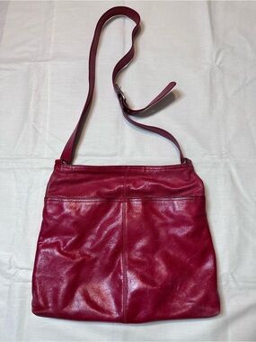 HOBO Leather Crossbody Bag in Berry